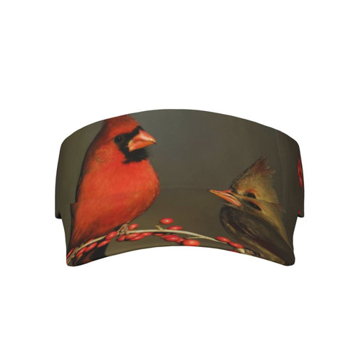 Red Birds Printed Sport Sun Visor Hats, Adjustable Empty Top Baseball Sun Cap Golf Tennis Visor for Men Women