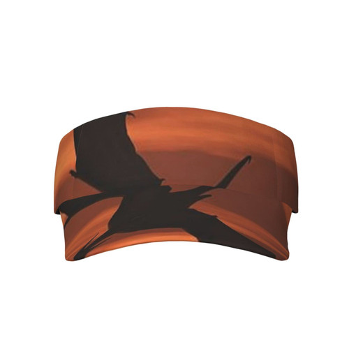 Sea Sunset Flying Dragon Printed Sport Sun Visor Hats, Adjustable Empty Top Baseball Sun Cap Golf Tennis Visor for Men Women Black