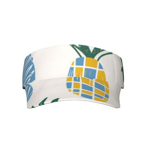 Pineapple Pattern Printed Sport Sun Visor Hats, Adjustable Empty Top Baseball Sun Cap Golf Tennis Visor for Men Women Black