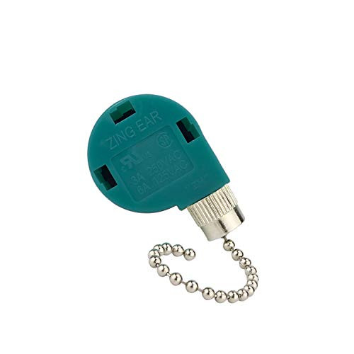 Ceiling Fan Switch 3 Speed 4 Wire Zing Ear ZE-268S6, Pull Chain Cord Switch,Use for Ceiling Fans, Appliances, Replacement Speed Control (Silvery Pull Chain)