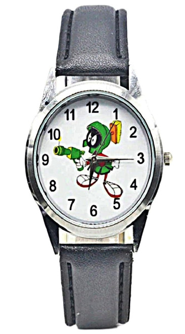 TCB Creations Marvin Martian Pointing Gun Cartoon Character Leather Band Wrist Watch