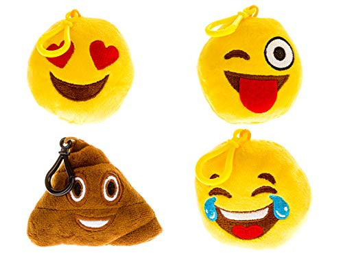 Emoji Universe: Talking Emoji Backpack Clips, Keychains; Plush Keychain Makes FUNNY SOUNDS! (4-Pack)