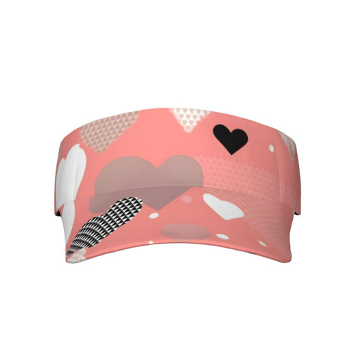 Valentine's Day Love Sunscreen Visor Hats Sweatproof for Women Sport Empty Top Baseball Sun Cap, Tennis Visor Golf Visor Black