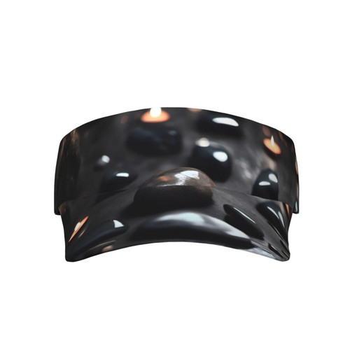 Black Mystery Heart Stone Sunscreen Visor Hats Sweatproof for Women Sport Empty Top Baseball Sun Cap, Tennis Visor Golf Visor