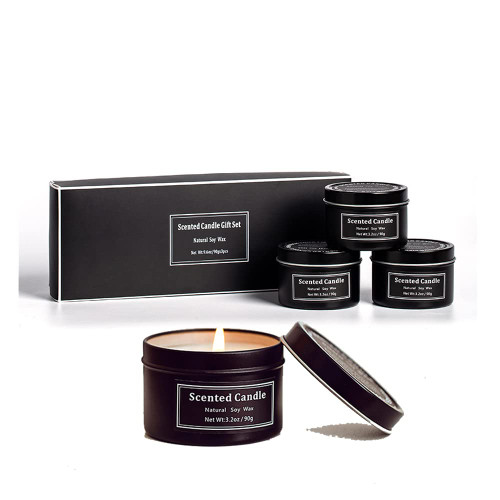 3Pack Scented Candles Sets for Men , Soy Candles for Home Scented,Aromatherapy Candle Mens Candles with Stress Relief,Wood Wicked Candles,Black Jar Candles Valentine's Day Gifts