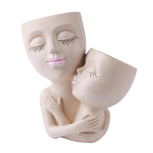 CAIRIAC Double Face Head Planters Pots Succulent Planter for Indoor Outdoor Plants, Resin Succulent Planter with Drainage Hole Cute Lady Face Plant Pots (White) CAIRIAC Double Face Head Planters Pots Succulent Planter for Indoor Outdoor Plants, Resin Succulent Planter with Drainage Hole Cute Lady Face Plant Pots (White)
