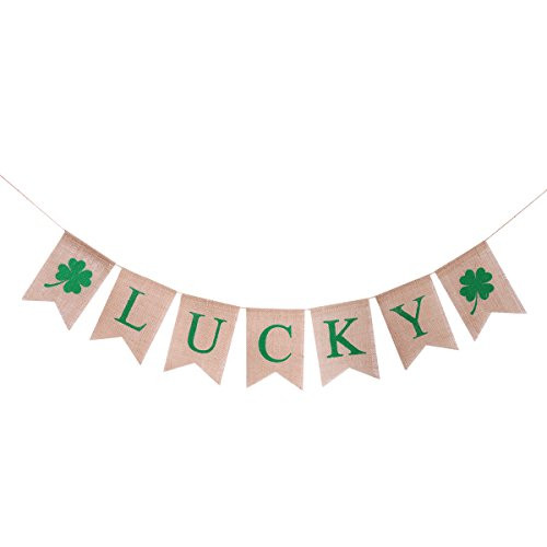 TINKSKY St Patrick's Day Decorations,St.Patrick's Day Banner Lucky Irish Shamrock Burlap Banners (St Patrick's)