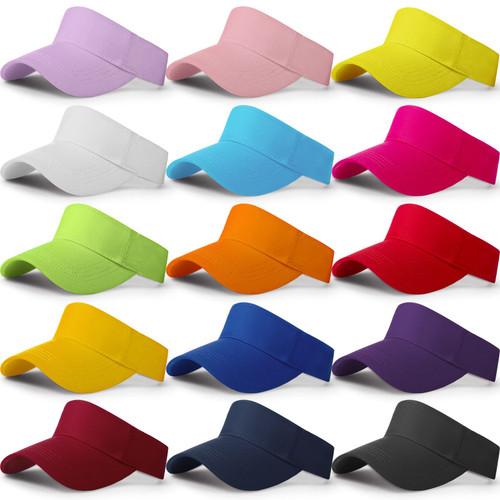 15 Pcs Sport Sun Visor Hats Empty Top Cotton Ball Caps Adjustable Golf Softball Visor Womens Visors Summer Baseball Caps and Visors for Men Women