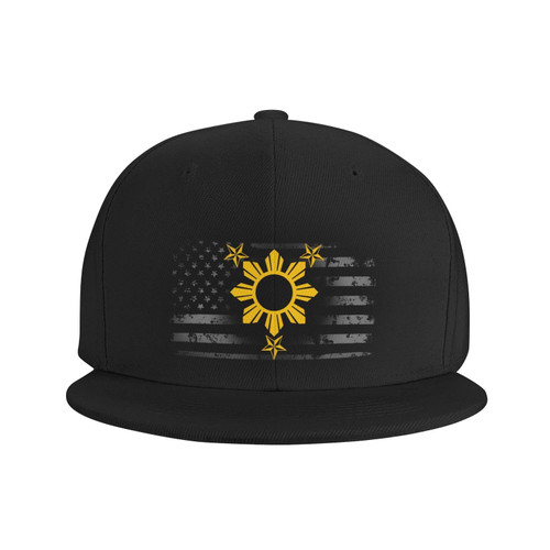 3 Stars and Sun Filipino Philippines Flag Hat Adult Adjustable Baseball Cap Trucker Hats Black