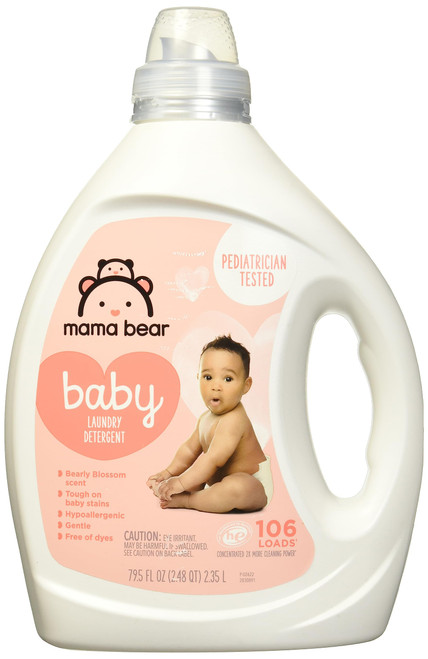 Amazon Brand - Mama Bear Concentrated Liquid Baby Laundry Detergent, Bearly Blossom Scent, 106 Loads, 79.5 FL OZ