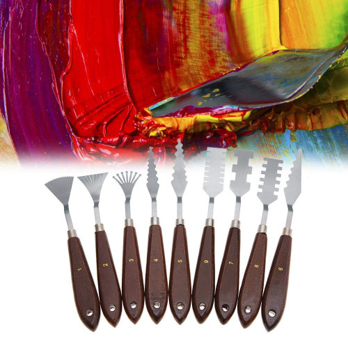 Palette Knife Set, 9Pcs Professional Palette Knife Paint Spatula Mixing Scraper Set Artist Oil Painting Accessories Art Tools for Oil/Canvas/Acrylic Painting