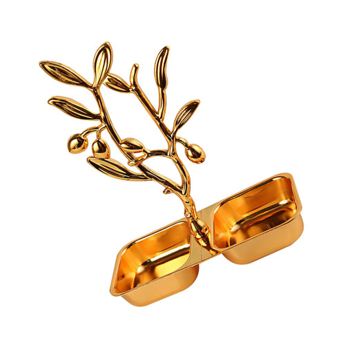 RORPOIR Snack Plate Gold Serving Platter Sauce Dish Snacks Serving Plates Sashimi Tray Snack Trays Serving Bowl Fruit Bowl Nut Tray Jewelry Trays Metal Tray Sushi Alloy Split Fruit Plate