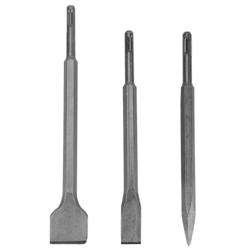 3pcs Hammer Chisel Bit Set for Electric Demolition Hammer Concrete Breaker Tile Brick Wall Removing with Point Chisel Flat Chisel Dilated Flat Chisel