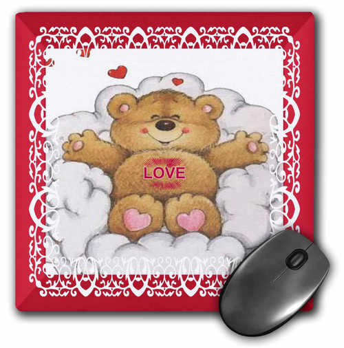 3dRose LLC 8 x 8 x 0.25 Inches Adorable Love Teddy Bear on a Cloud Looking for a Home and a Hug Mouse Pad (mp_55920_1)
