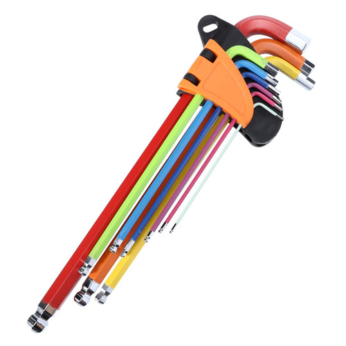 Homoyoyo 9pcs Color Hex Wrench Hand Tool Ball End L- Wrench Metal Hexagon Wrench Ratcheting Wrenches Hex Key Twisting Tool Steel Spanner Repairing Wrench Hexagon Socket Bolt Universal