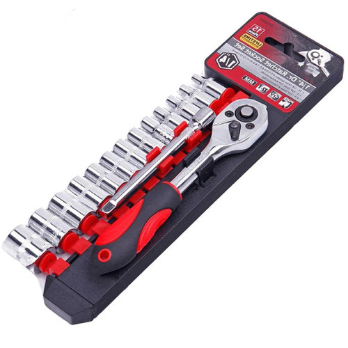 Malieasy 15 Pcs Metric Sockets Set 1/4-Inch Drive Ratchet With Extension Bar Combination Drive Socket Set & Socket Wrench Set 1/4 Drive Allen Socket Set Metric