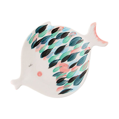 MUCKLILY Fish Shaped Ceramic Plate Dinner Fish Plate Ceramic Fish Platter Dinner Plates Ceramic Oven Dish Ceramic Fish Dish Dessert Tray Home Snack Plate Fruit Dish Ceramics Tropical Fish
