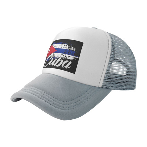 Cuba Flag Trucker Hats Mens Womens Trucker Hat Unisex Hat Baseball Cap Gray