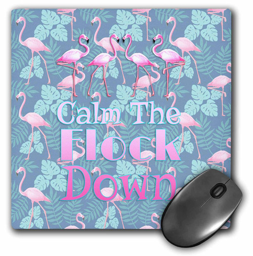 3dRose Retro Flamingo Beach Design Calm The Flock Down Summer Pun. - Mouse Pads (mp_352318_1) 3dRose Retro Flamingo Beach Design Calm The Flock Down Summer Pun. - Mouse Pads (mp_352318_1)