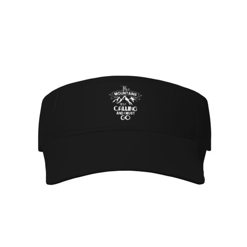 The Mountains are Calling and I Must Go Sunscreen Visor Cap Woman Mans Hollow Trucker Hat Adjustable Sports Flat Brim Hat Black