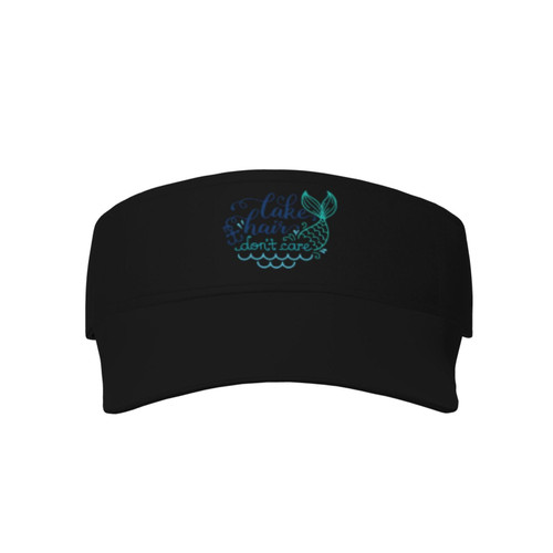 Lake Hair Don't Care Sunscreen Visor Cap Womans Men's Hollow Sun Hat Adjustable Sports Dad Hat Black