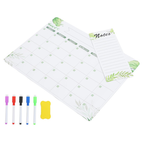 COOPHYA 1 Set Kitchen Planning Whiteboard Sticker Writing Board Reminder Fridge Writing Board White Board Calendar Fridge Calendar List Planning Whiteboard Decor Pet Green Leaves Magnetic