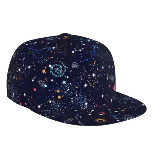 JSHXJBWR Space Galaxy Snapback Hat for Men Women,Hip Hop Style Cool Flat Bill Hats Teens Adjustable Baseball Cap Trucker Hat