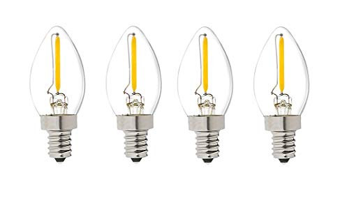 LED C7 Night Light Bulb, DIMMABLE Salt Lamp Bulbs Candelabra Bulb (7W Incandescent Equivalent) E12 Base 0.5 Watt 50 Lumin Warm Glow 2700K (Warm White - 4 Pack)