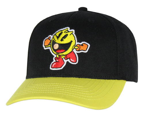 Pac-Man Hat Embroidered Classic Video Game Adjustable Precurve Snapback Hat Cap Black
