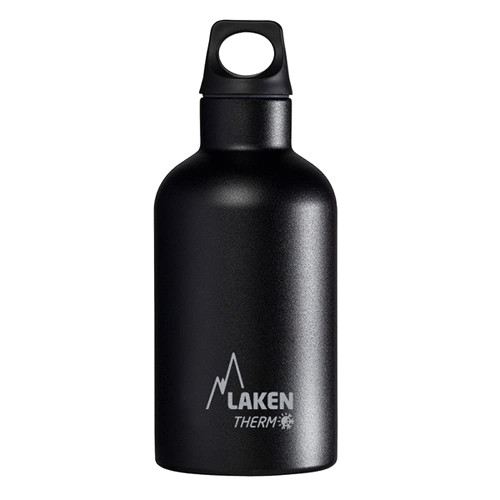 Laken Thermo Futura Vacuum Insulated Stainless Steel Water Bottle Narrow Mouth, 12 Ounce, Black