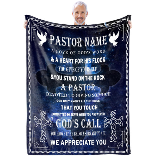 Personalized Pastor Appreciation Gifts Blanket, Custom Pastor Gifts for Men, Unique Gift for Pastor, Christian Pastor Gifts for Men, Birthday Religious Gift Ideas for Pastor, Pastor Retirement Gift