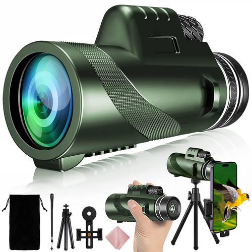 BESWORLDS 80x100 Monocular Telescope, HD High Powered Adults Monocular with Smartphone Adapter & Tripod Monocular Telescope for Wildlife Bird Watching Outdoor Adventure Travel Hunting Camping Hiking BESWORLDS 80x100 Monocular Telescope, HD High Powered Adults Monocular with Smartphone Adapter & Tripod Monocular Telescope for Wildlife Bird Watching Outdoor Adventure Travel Hunting Camping Hiking