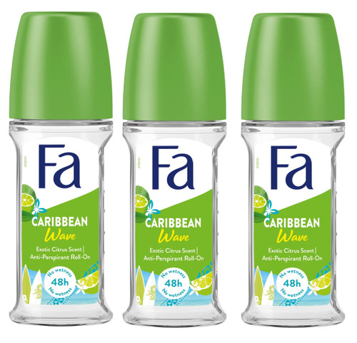 Fa Deodorant 1.7 Ounce Roll-On Caribbean Lemon (50ml) (3 Pack)