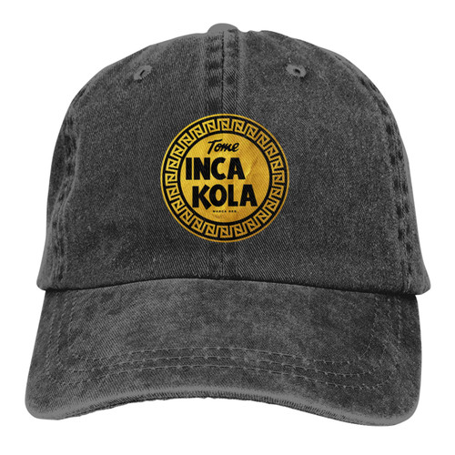 TRIOEPU Inca Kola Unisex Camping Vintage Jeans Baseball Cap Classic Cotton Dad Hat Adjustable Plain Cap Black