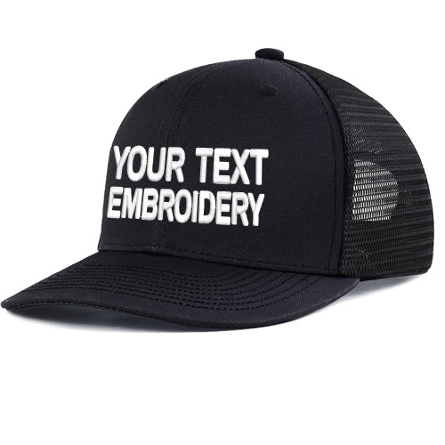 Custom Snapback Hat Embroidered Baseball Cap Personalized Text 112 Trucker Cap Black