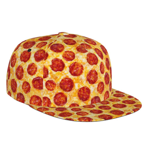 JSHXJBWR Funny Food Pattern Pepperoni Pizza Snapback Hat for Men Women,Hip Hop Style Fashion Flat Bill Hats Teens Adjustable Baseball Cap Trucker Hat