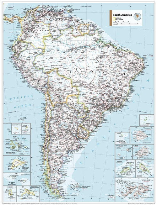 National Geographic Maps: South America Political Wall Map - Compact - 21.5 x 16.25 inches - Front Lamination National Geographic Maps: South America Political Wall Map - Compact - 21.5 x 16.25 inches - Front Lamination