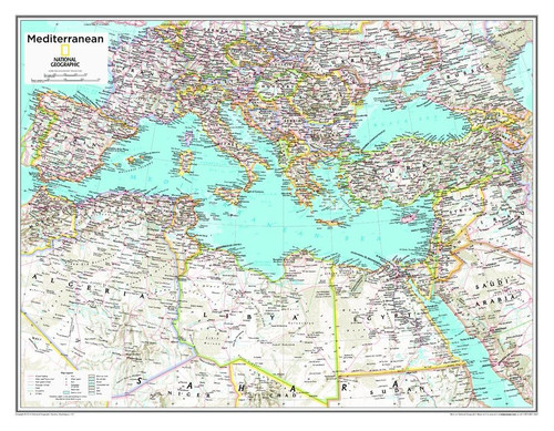National Geographic Maps: Mediterranean Region Wall Map - Compact - 21 x 16 inches - Front Lamination
