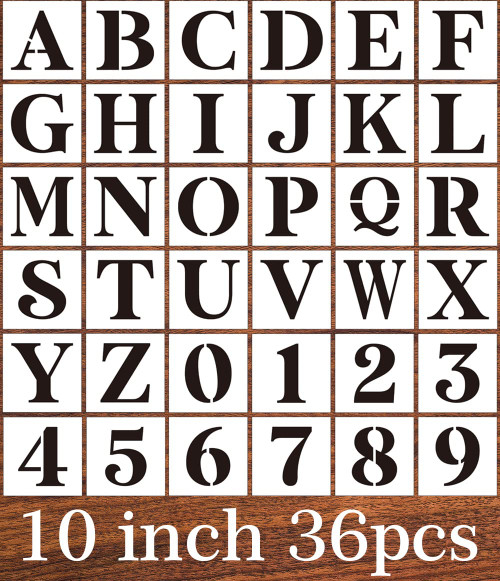 Alphabet Letter Stencils 10inch,Painting Stencil for Wood Letters Numbers Plastic Durable Templates for Furniture Canvas Paper