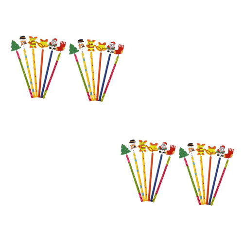 Operitacx 48 Pcs Christmas Pencil Novelty School Pencil Christmas Party Supplies Santa Pencils Xmas Party Favor Christmas Gifts Christmas Stationery School Supplies Wood Student Cartoon
