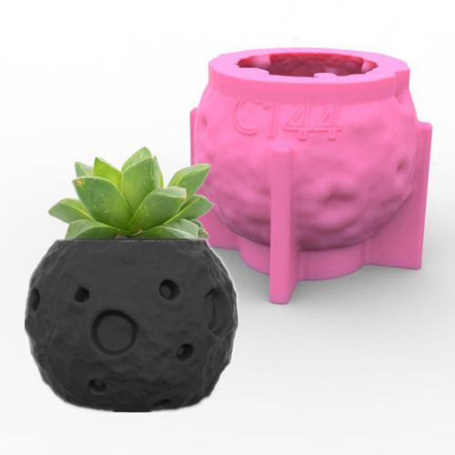 Moon Shape Concrete Flower Pot Mold Succulent Planter Vase Silicone Mold Candle Pen Holder Mold Epoxy Resin Plaster Cement Clay Mould