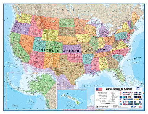 Maps International Political USA Wall Map - Laminated - 17 x 22