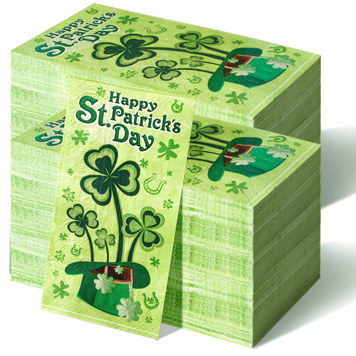 200 Pcs St. Patrick's Day Guest Towels for Bathroom Holiday Paper Hand Towels for Bathroom Disposable St. Patrick's Day Guest Napkins St. Patrick's Day Napkin for Irish Party Dinner Supplies (Vivid)