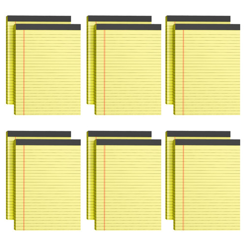 MSKKSM Legal Pads 8.5 x 11, 12 Pack Yellow Note Pads 8.5 x 11 Writing Pads, Wide Ruled Legal Notepads, Lined Pads of Paper Yellow Paper Pads, 30 Sheets Per Notepad for School, Home, Office, Business