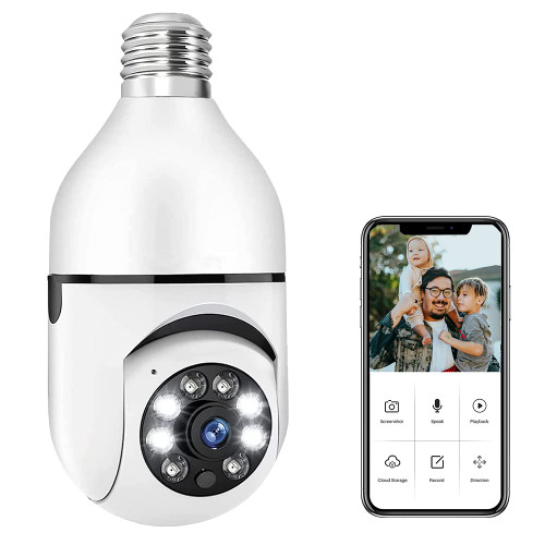 spctildz Light Bulb Security Camera, Wireless 2.4G & 5G 1080P WiFi Home Security Camera with Motion Detection Alarm Night Vision Light Socket Camera