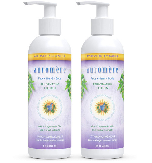 Auromere Ayurvedic Hand Face & Body Lotion - Vegan, Cruelty Free, Natural, Non GMO, Moisturizing, Paraben Free, Sulfate Free (8 fl oz), 2 pack