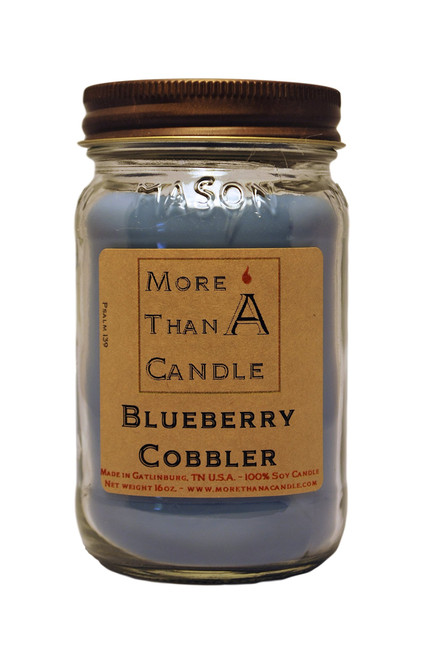 More Than A Candle - 16 oz Mason Jar Soy Candle - Made in The USA Blueberry Cobbler