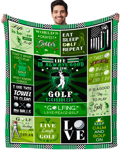 Golf Blanket Ultra Soft Warm Flannel Throw Blanket Golf Lover Best Golf Gifts Blankets for Men Women Adults Kids 50"X40"