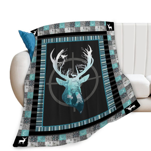 Deer Blanket Deer Decor Throw Blanket Elk Hunting Blanket Gifts For Girls Boys Deer Lover Winter Couch Bedding Super Warm Soft Plush Lightweight Fleece Flannel Blanket For Kids Adult Men Women 50"X40"