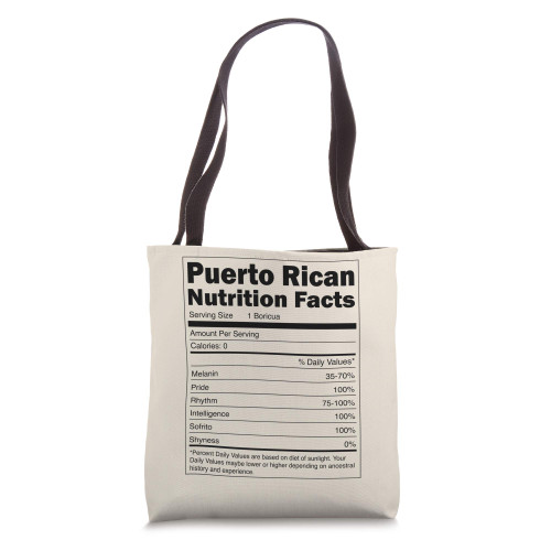 Puerto Rican Nutrition Facts Gift - Puerto Rico Tote Bag